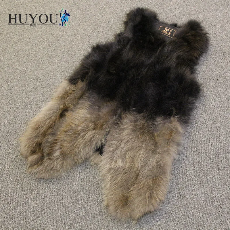 2018 Горячая Мода Новый полный кожаный жилет из меха енота осенне-зимнее теплое