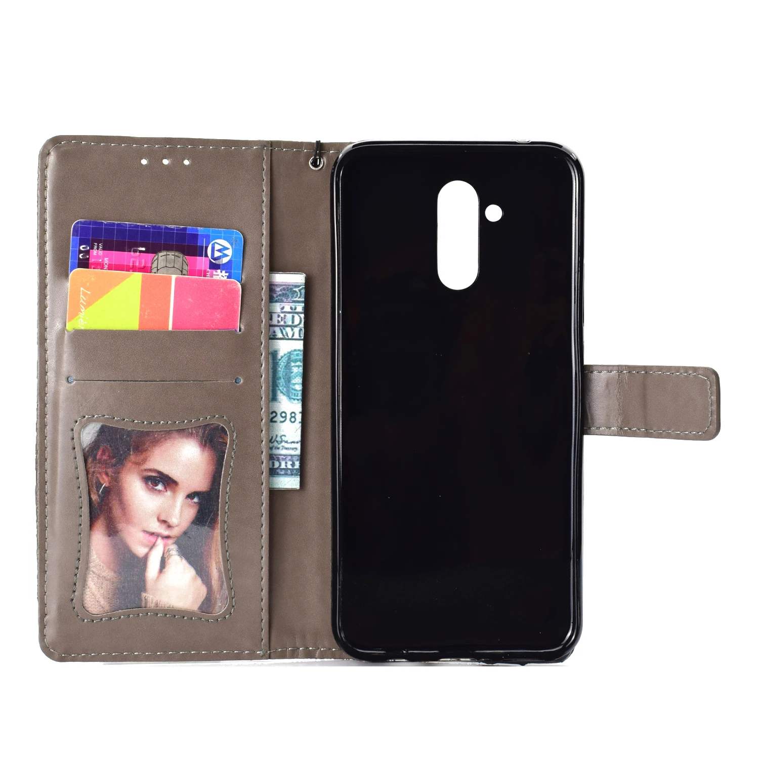 Dulcii for Huawei Mate 20 Lite flip case Imprint Leaf Leather Wallet Case leather/ Maimang 7 | Мобильные телефоны и