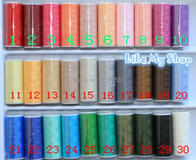 free shipping 30 assorted colors nylon overlocking sewing thread high tenacity 100D/2 | Дом и сад
