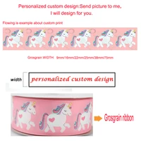 custom personalize design patterned printed grosgrain ribbon multi size decorative ribbons for crafts materials 100 yards