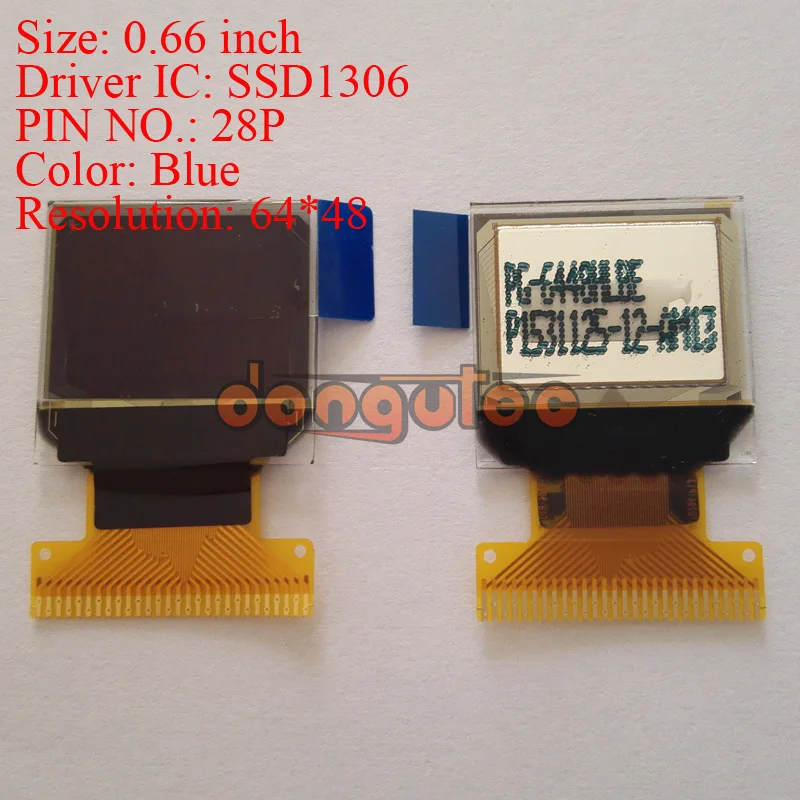 0 66 дюймовый 28-контактный синий OLED-экран SSD1306 Драйвер IC 64*48 SPI/I2C/параллельный