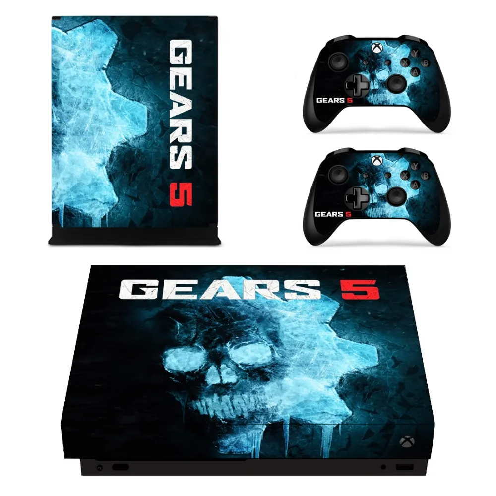 Полный набор лицевых панелей наклейки для GEARS 5 Xbox One X консоль и два контроллера |