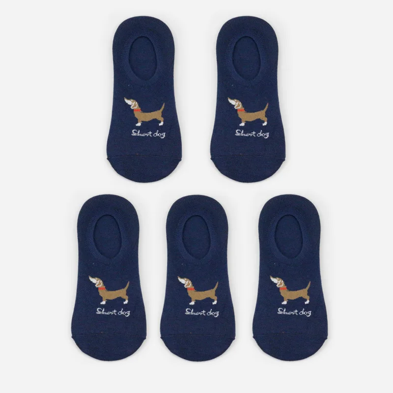 Teckel blue Женские носки, хлопковые короткие носки с Мопсом, Шиба-ину, унисекс, мужские носки с изображением колбасы, собаки, Бигля, невидимые носки с животными - Цвет: Teckel blue