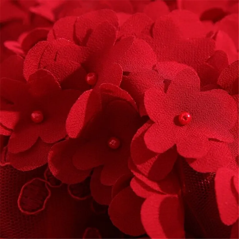 Wine Red Mermaid V-neck Tulle 3D Flowers Appliques Pearls Long Elegant Sexy Evening Dresses Bride Banquet Party Prom Dress XK56 | Свадьбы и