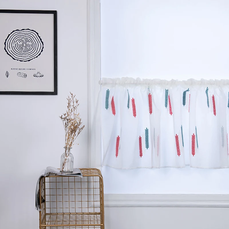 Вышитые пшеничные Короткие шторы Valance Pelmet вуаль занавески для гостиной спальни