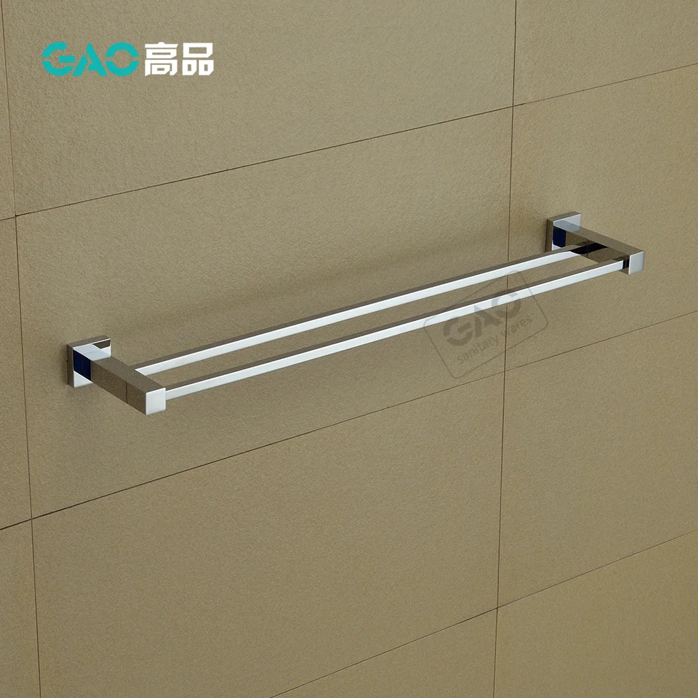 

Free Shipping Double Towel Bar,Towel Holder,Solid Brass Made,Chrome Finish, Bathroom Accessories Square Towel Bar 60CM Length