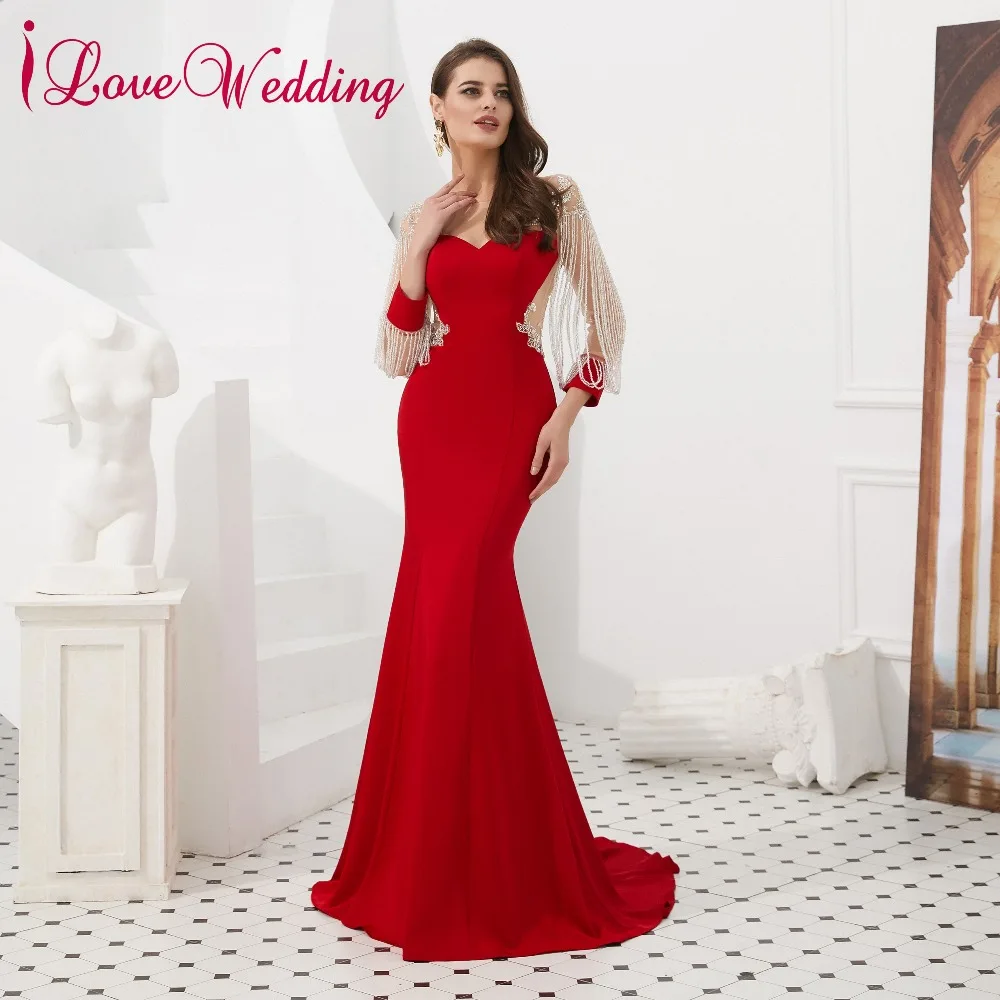 Новое поступление прозрачное красное платье для выпускного вечера с глубоким