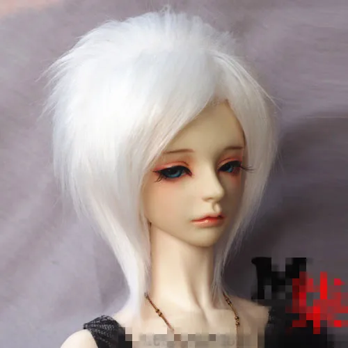 Прохладный Средний длинный белый парик BJD кукла натуральный мех для 1/6 1/4 1/3 дядя