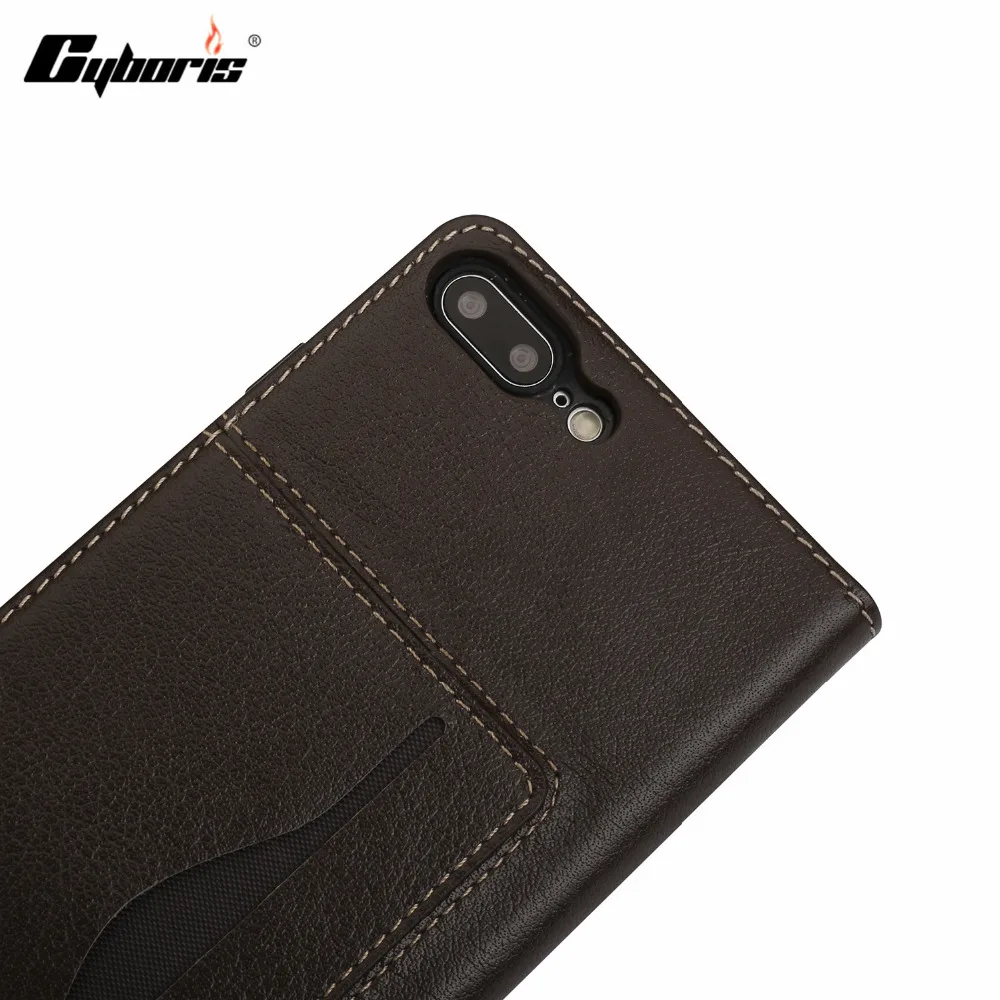 Роскошный деловой чехол CYBORIS из натуральной кожи с откидной крышкой для iPhone7 8plus