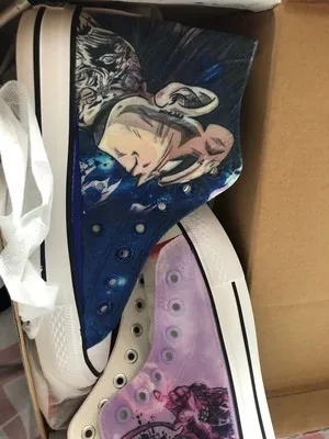 Мужские высокие вулканизированные туфли с двумя боковыми рисунками аниме Dragon Ball Z; крутые парусиновые ботинки Super Saiyan Son Goku