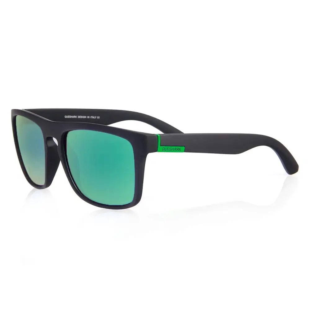 Black Green QUESHARK, поляризационные спортивные очки, очки для вождения, оттенки для мужчин и женщин, квадратные солнцезащитные очки, классический дизайн, зеркальные очки - Цвет: Black Green