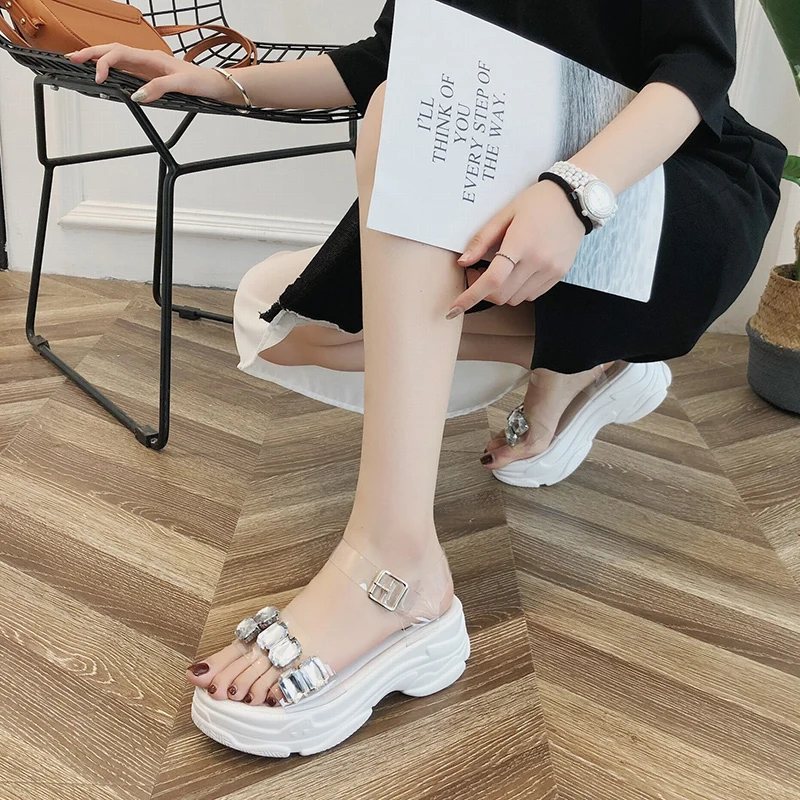 Sandalias mujer 2020 Женские модные летние сандалии высокого качества прозрачные на
