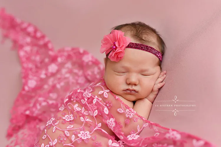 A rose red Реквизит для новорожденного ребенка реквизит для детской фотосессии фото одеяло с наборы повязок на голову 18 цветов аксессуары головные повязки для маленьких девочек - Цвет: A rose red