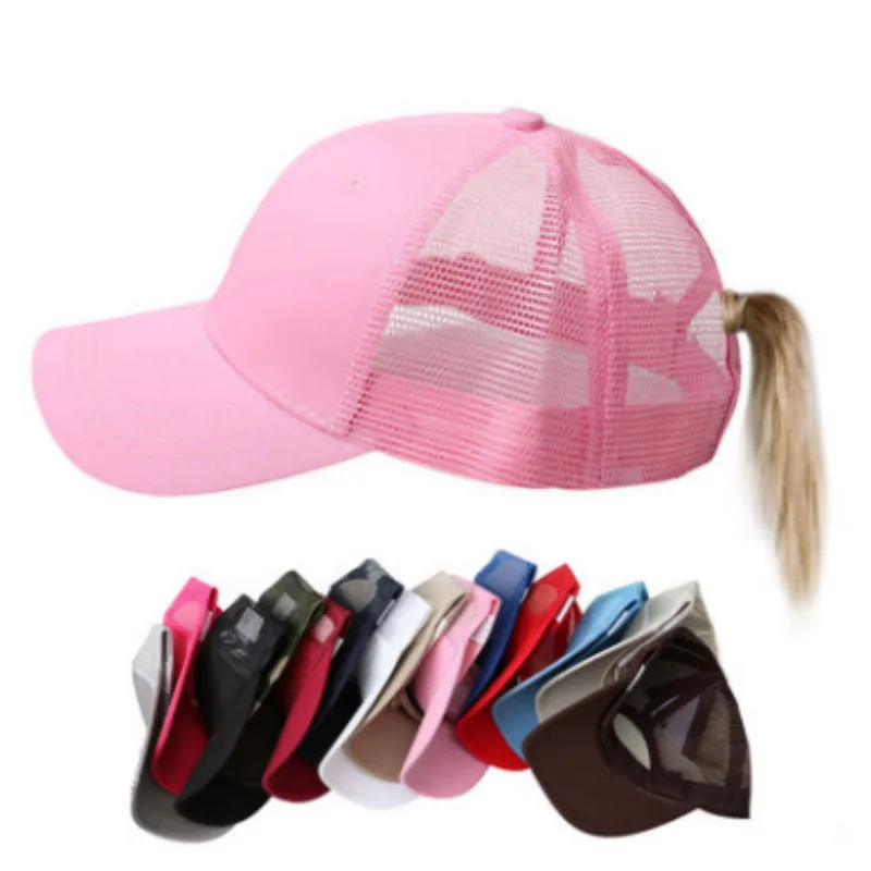 Летняя кепка с хвостиком Женская простая грязная булочка Snapback для спорта на