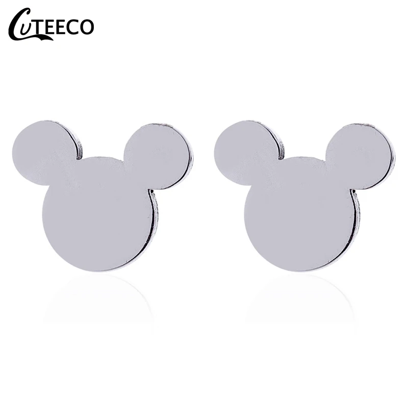 CUTEECO Роскошные циркониевые серьги-гвоздики с Микки и Минни, Кристальные брендовые серьги для женщин, детей, девочек, модные ювелирные изделия, подарок