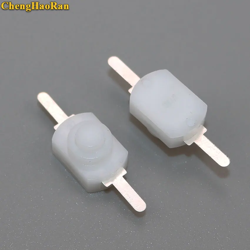 White ChengHaoRan 1 шт. 2Pin фонарик выключатели питания кнопочный переключатель Черный Белый вкл. Выкл. Мини Электрический фонарь - Цвет: White
