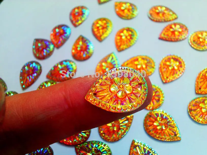 Golden AB colour Drop shape Sew on crystal 13*18mm rhinestones accessory gemstone strass 100pcs/bag | Дом и сад
