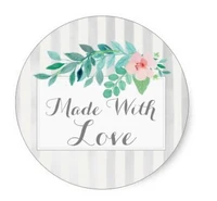 1 5inch made with love modern stripes floral packaging classic round sticker