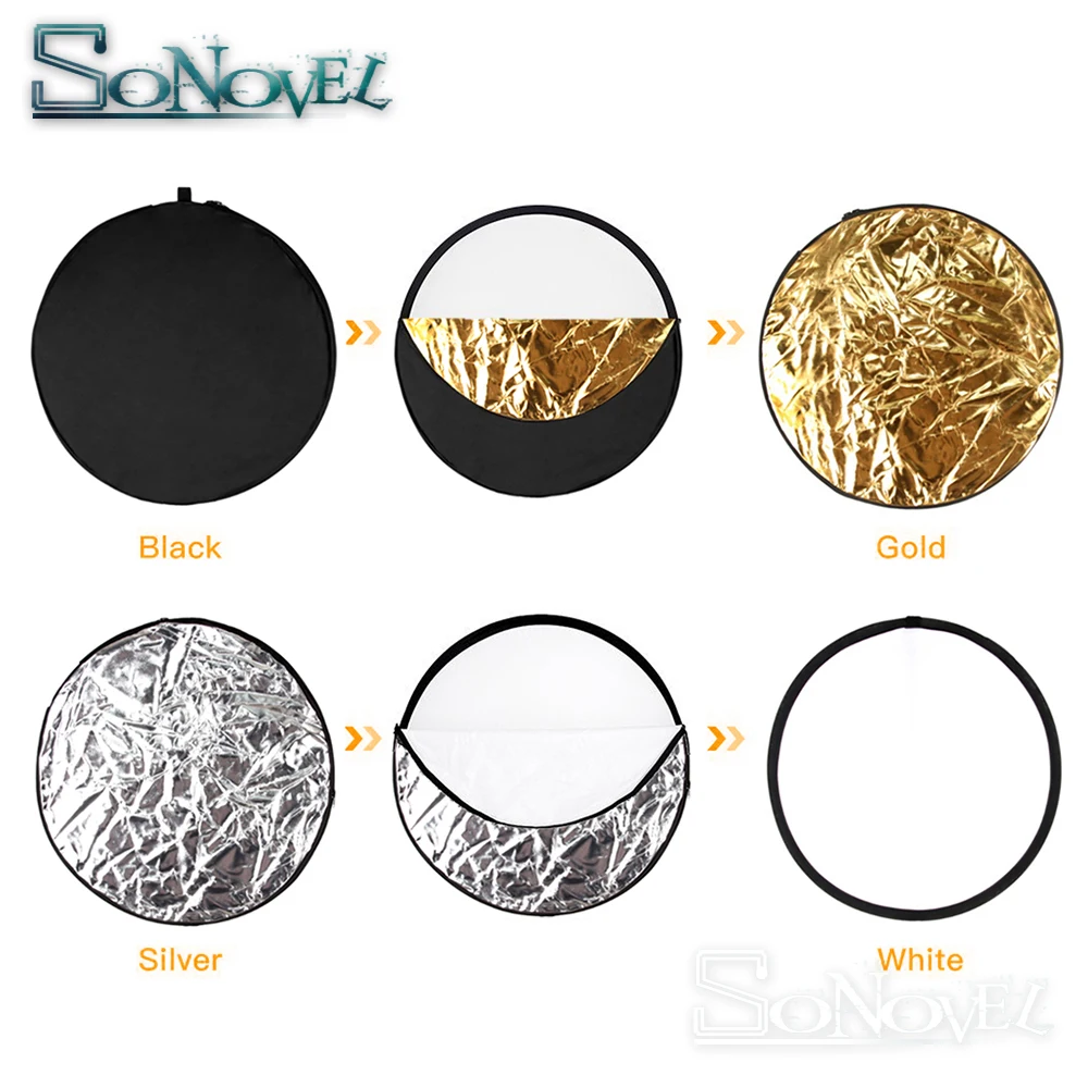 Портативный складной Круглый светоотражатель для фотосъемки 60 см 24 дюйма 5 в 1