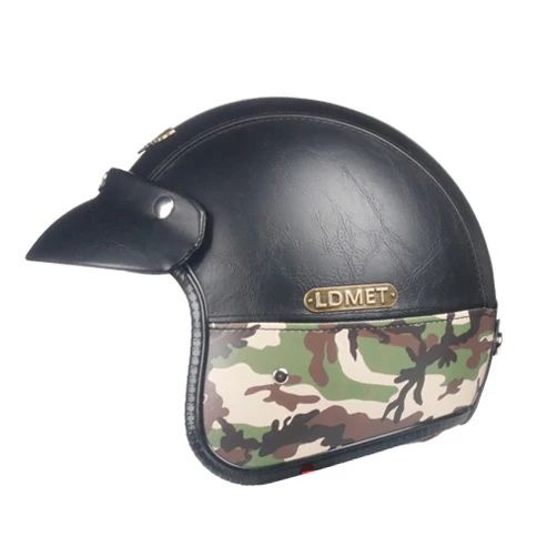 Открытый шлем Кафе racer Кожа PU moto rcycle Ретро 3/4 открытый шлем kask jet casco de moto pilot - Цвет: 5