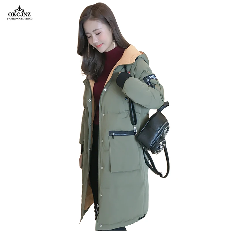 Горячая Распродажа Женское зимнее пальто с широкой талией однотонная длинная