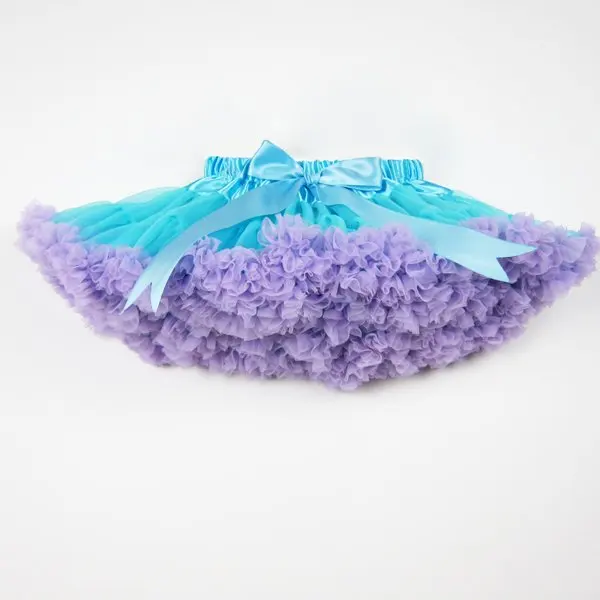 blue with purple Горячая распродажа пушистая шифоновая пачка для маленькой девочки юбки для девочек юбка принцессы пачка от 2 до 10 лет - Цвет: blue with purple