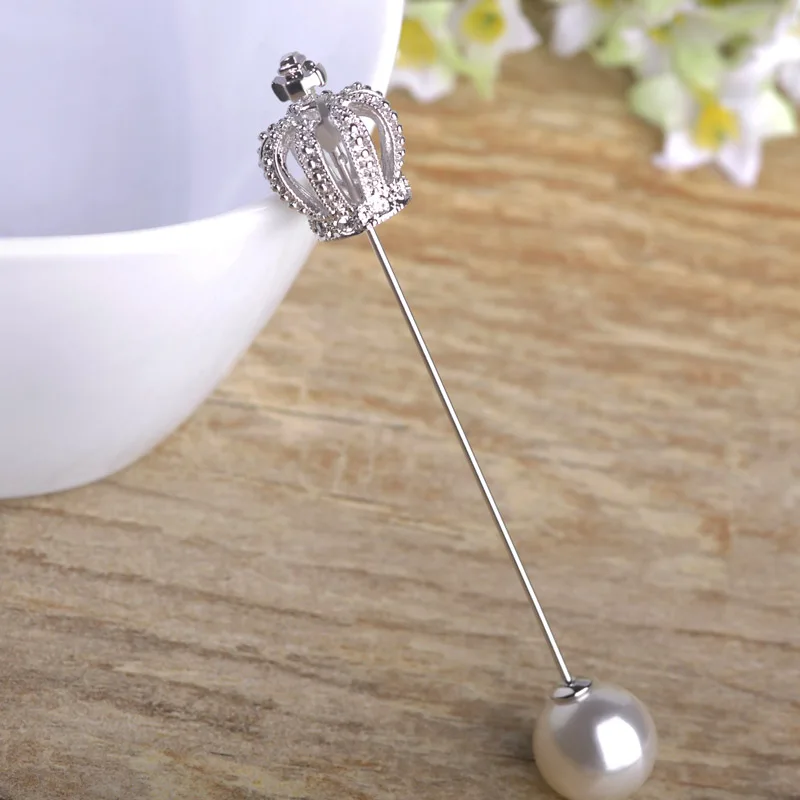 Blucome Корона длинные нагрудные булавки для женщин и мужчин полный кристалл броши с