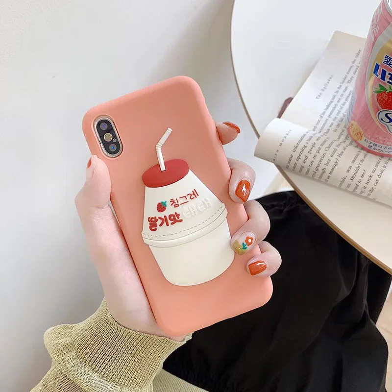 3D чехол для телефона с клубничным и банановым молоком чехлы iPhone X утолщенный