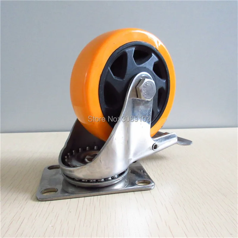 Лидер продаж 4 шт. дюймовые ролики из ПВХ 304 нержавеющей стали 100 мм плоские с