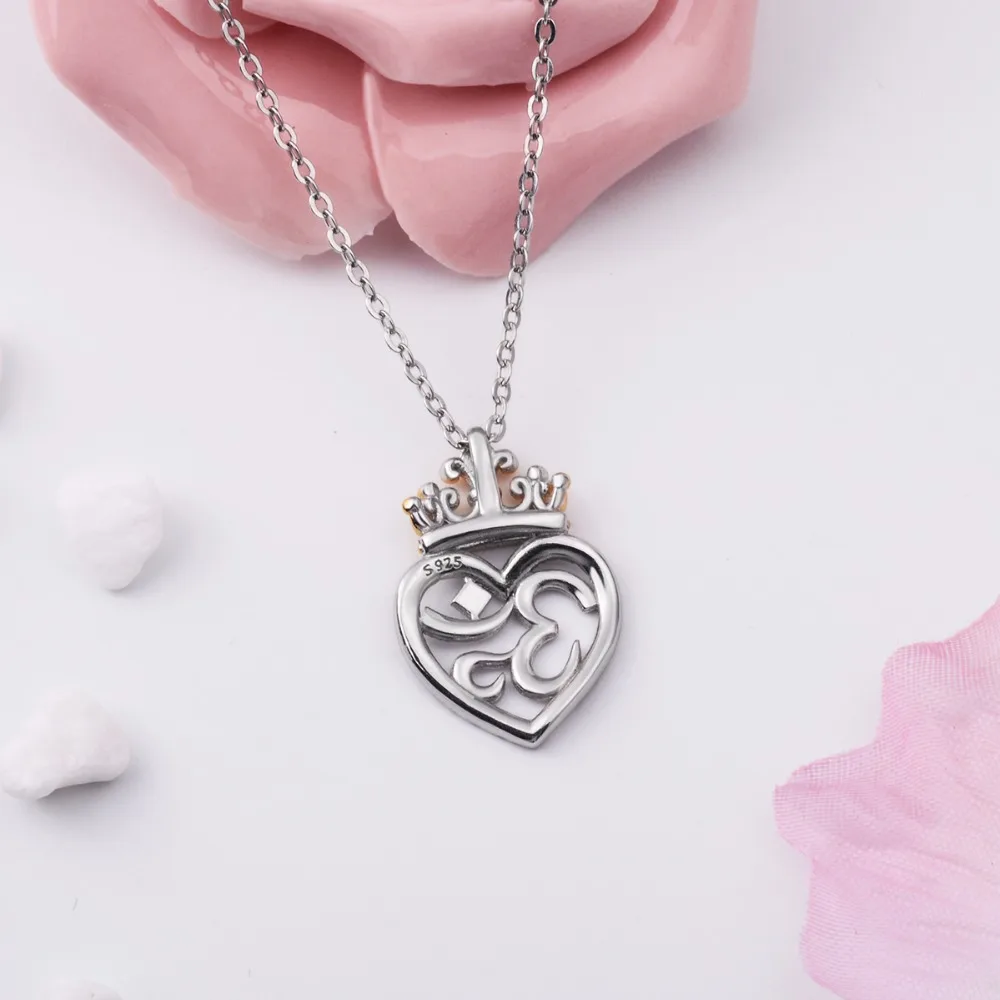 Angel Caller 925 Sliver Golden Crown Heart Necklace &ampPendant Mysterious Symbols Choker Fine Jewelry for Women Birthday Day Gifts |