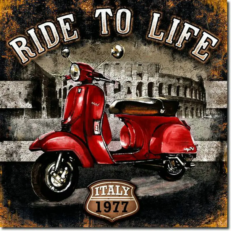 Алмазная 5d картина Поездка до жизни с электрическим мотоциклом вышивка