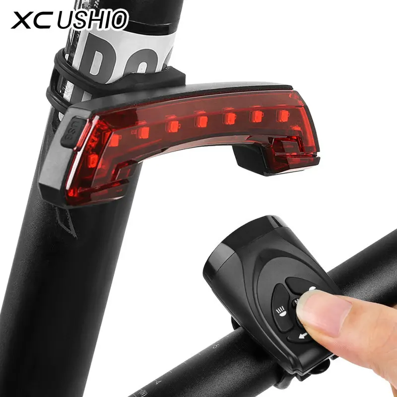 XC USHIO USB Перезаряжаемый велосипедный светильник, беспроводной умный пульт дистанционного управления, указатель поворота, задний светильник, рупорный велосипедный светодиодный фонарь, Аксессуары для велосипеда