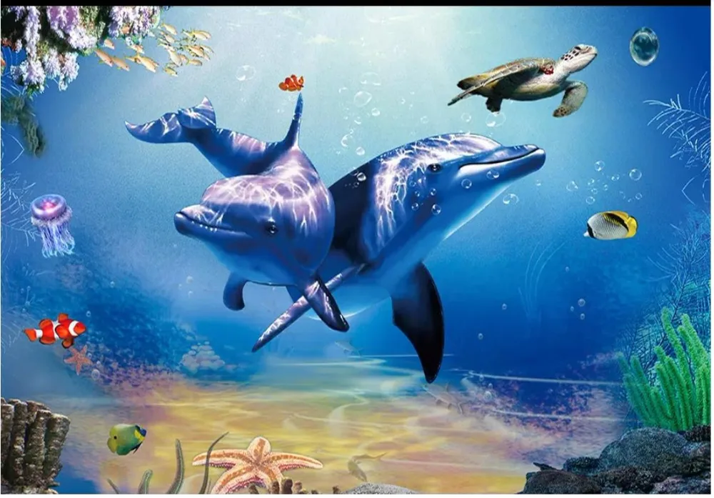 Custom photo wallpaper for walls 3 d murals Mediterranean mural dolphin background wall papers living room decor | Обустройство дома
