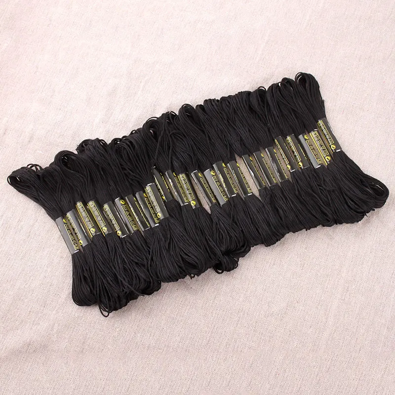black(24 pcs) Oneroom 24 белый черный красный золотой крест нитки для вышивания крестиком вышивка нить проводка линия ручной заполнения линия из хлопка - Цвет: black(24 pcs)