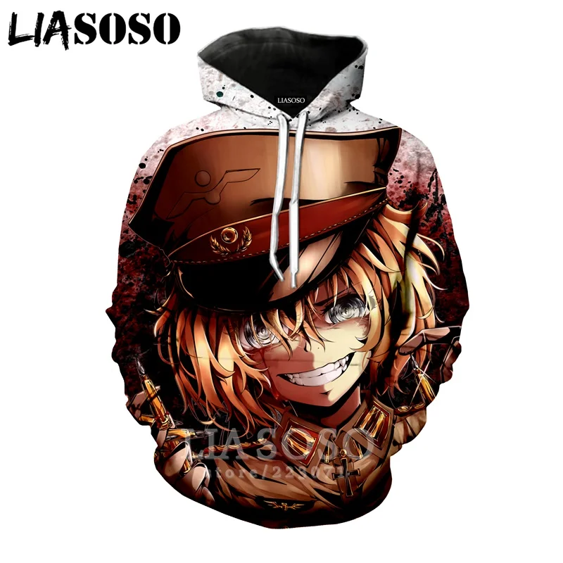 LIASOSO Новинка зимы для мужчин и женщин толстовка с 3D принтом аниме Youjo Senki Saga of Tanya худи Обитель зла Топ пуловер с длинными рукавами B086-9 - Цвет: 10