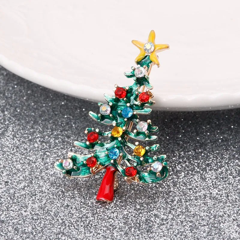 Винтажная разноцветная Рождественская елка брошь со стразами булавка Шарм для