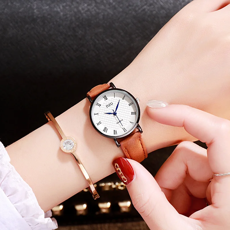 Новое поступление простые Стильные женские часы модные в римском стиле кожаные
