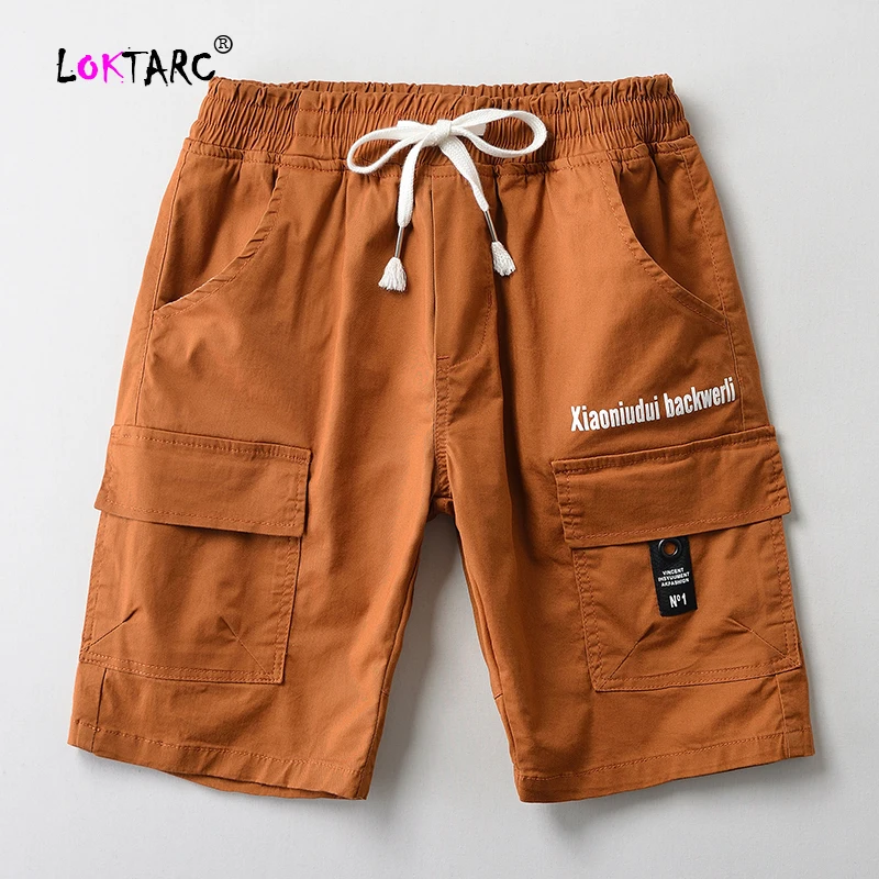 LOKTARC/Короткие повседневные шорты карго для мальчиков с эластичной резинкой на
