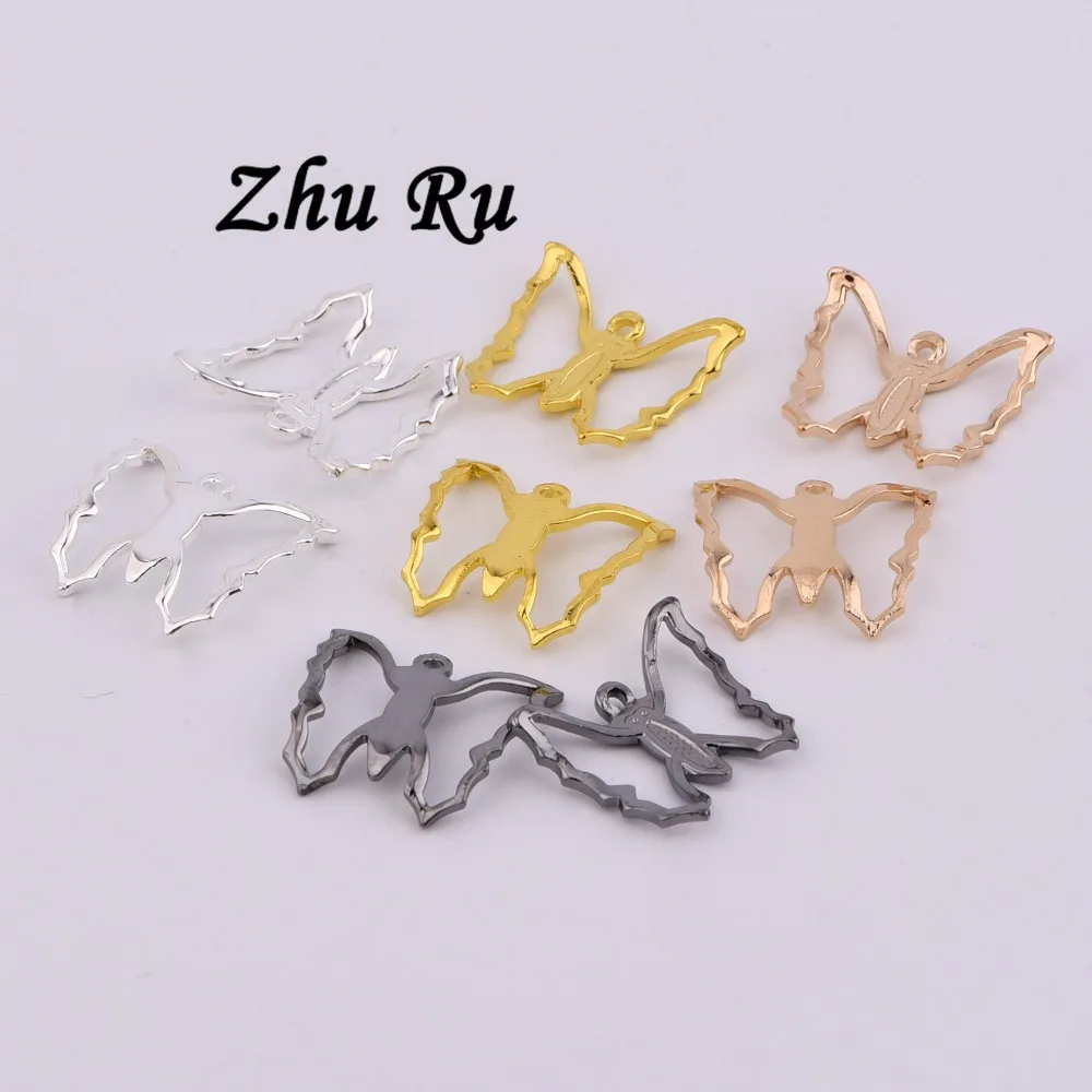 ZHU RU 20 шт./лот 12*13 5 мм ажурные весенние Подвески с красивыми животными бабочками