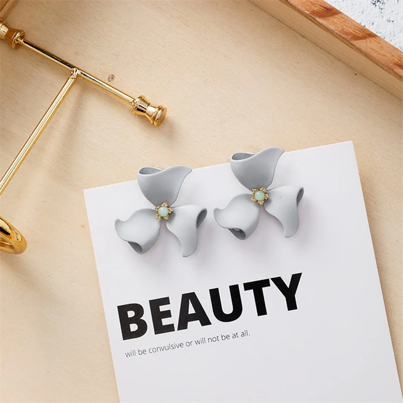 Корейские модные акриловые серьги растения цветы лепестки роз темперамент тренд