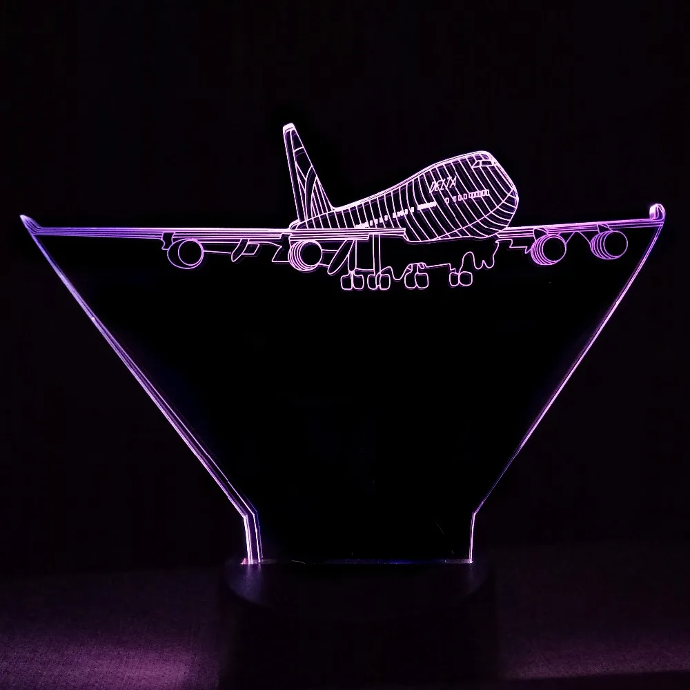 3d лампа в виде летающего самолета декоративная настольная RGB для настроения