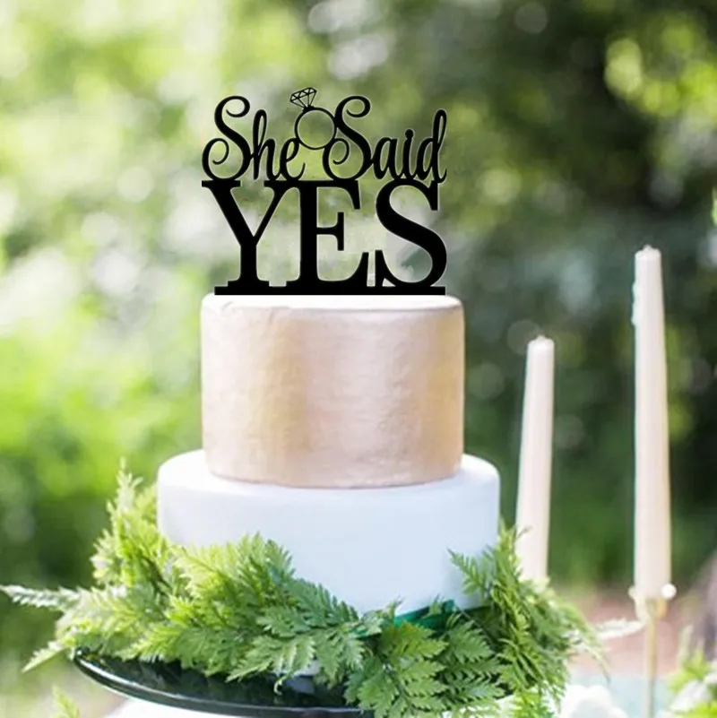 Черный акриловый Топпер для помолвочного торта She Said Yes Свадебный украшение