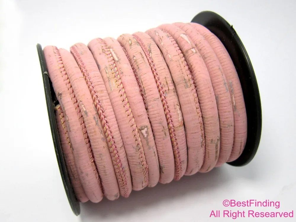 

1meter 6mm Round Cork Light pink Portuguese cork strips