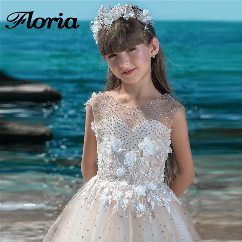2018 кружевное платье с бисером для первого причастия девочек Vestido de longo цвета