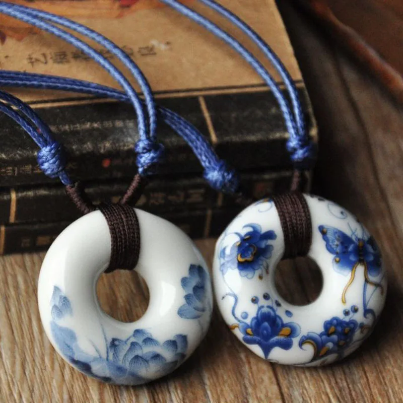 Подвеска в виде цветка Очаровательное ожерелье Бабочка керамический камень