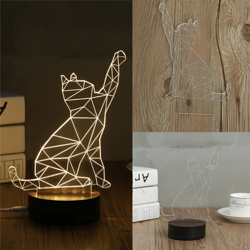 Creative New Cute Cat Design 3D Bedroom Lights LED Night Lamp USB Table Desk Lamps Novelty Home Decor Festival Gift | Освещение