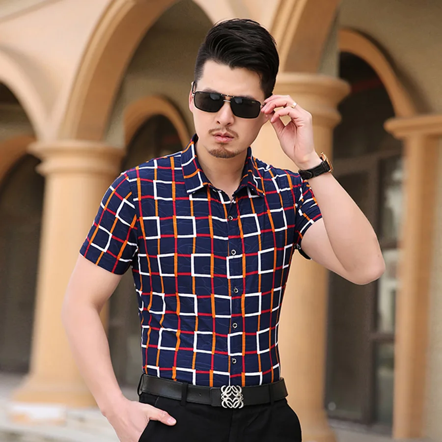 Рубашка мужская из мерсеризованного хлопка тонкая крутая блузка с коротким