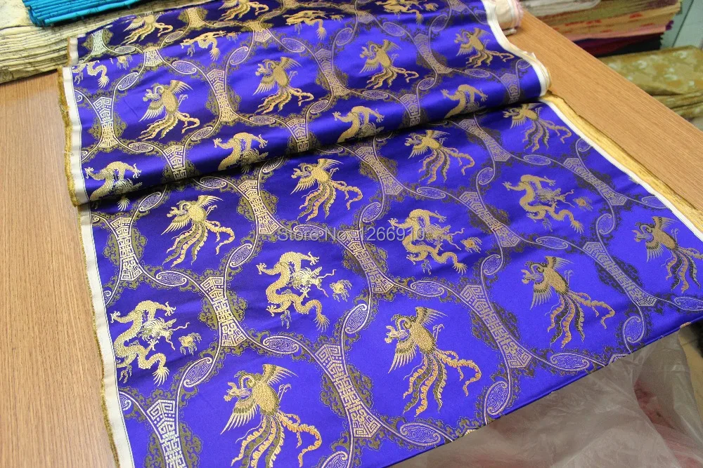 Китайская шелковая парча тканая Дамасская ткань cheongsam Подушка Сапфировая синяя