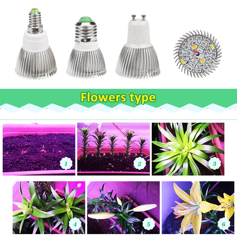 

1 piece AC 85-265 V E27 GU10 E14 18 beads 8W 10W 28 beads 5730 SMD Led grow bulb plant light balcony flower strawberry lights up