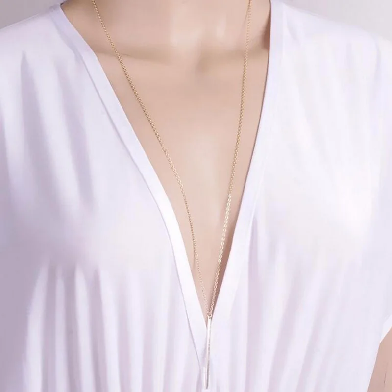 Цепочка с длинными звеньями для женщин простой соблазнительный кулон
